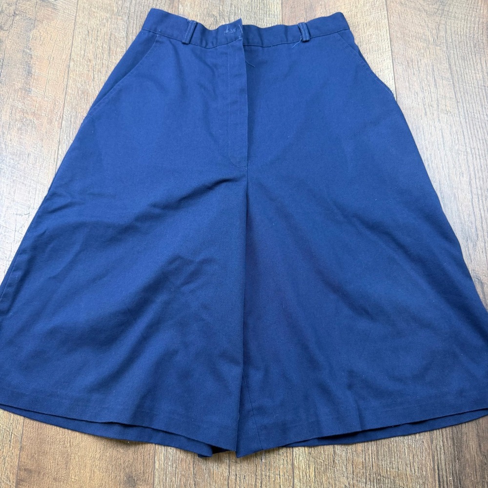 Vintage 80s Navy Blue‎ Wide Leg Culottes Gaucho Shorts High Waist Size 7/8